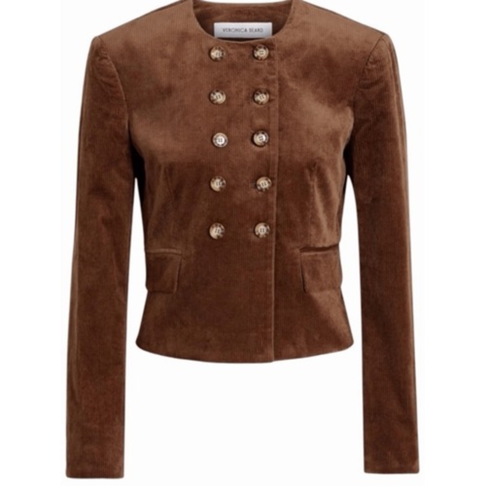 NWT Veronica Beard Bentley Double Breasted Corduroy Jacket Brown Women Size 12